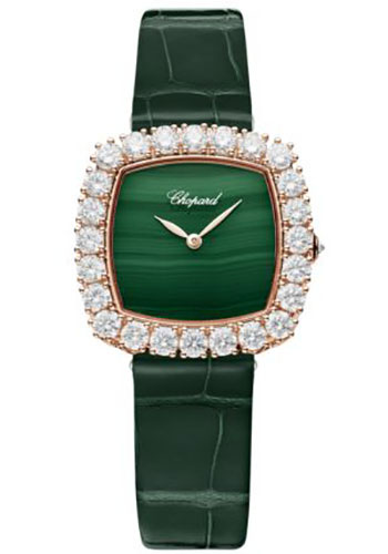 Chopard L'Heure Du Diamant Watch - 30.50 x 30.50 mm Rose Gold Diamond Case - Malachite Dial