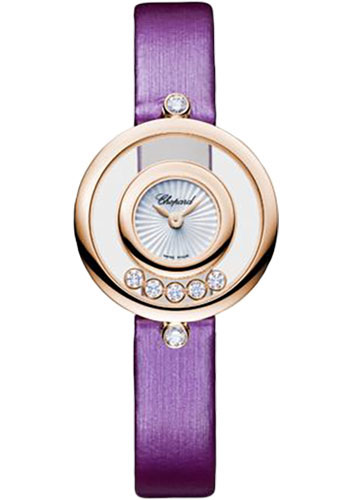 Chopard Happy Diamonds Icons Watch - 25.80 mm Rose Gold Diamond Case - Mother-Of-Pearl Dial - Purple Strap