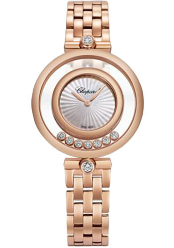 Chopard Happy Diamonds Icons Watch - 32.00 mm Rose Gold Diamond Case - Guilloché Mother-Of-Pearl Dial