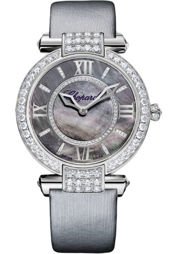 Chopard Imperiale Automatic Watch - 36.00 mm White Gold Diamond Case - Black Mother-Of-Pearl Dial - Silver Strap