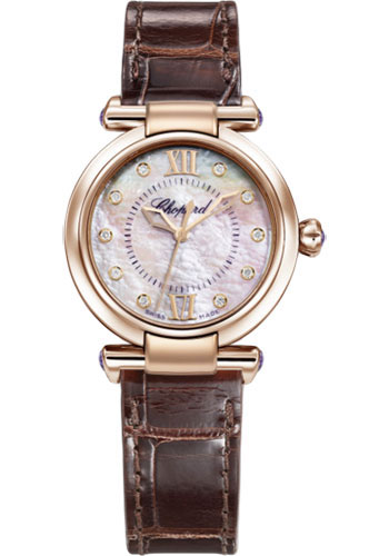 Chopard Imperiale Automatic Watch - 29.00 mm Rose Gold Case - Mother-of-Pearl Dial - Brown Strap