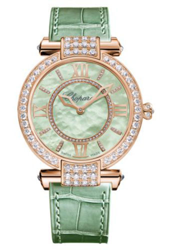 Chopard Imperiale Joaillerie Watch - 36.00 mm Rose Gold Diamond Case - Green Mother-Of-Pearl Dial - Green Strap