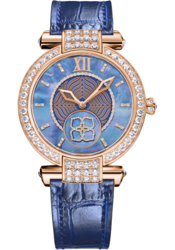 Chopard Imperiale Automatic Watch - 36.00 mm Rose Gold Diamond Case - Blue Mother-Of-Pearl Dial - Blue Strap