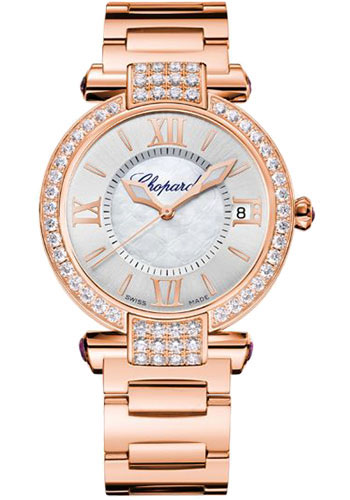 Chopard Imperiale Automatic Watch - 36.00 mm Rose Gold Diamond Case - Diamonds Set On The Bezel - Silver- Dial