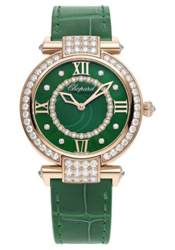 Chopard Imperiale Joaillerie Watch - 36.00 mm Rose Gold Diamond Case - Green Dial - Green Strap