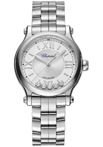 Chopard Happy Sport Watch - 33.00 mm Steel Diamond Case - Silver Dial