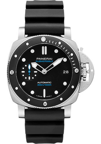 Panerai Luminor Submersible 42mm Watch - Black Dial - Black Rubber Strap