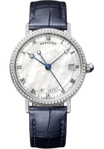 Breguet Classique 9068 - White Gold Case - Mother-Of-Pearl Dial - Blue Leather Strap