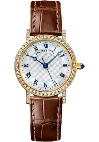 Breguet Classique 8068 - Yellow Gold Case - Mother-Of-Pearl Dial - Brown Leather Strap