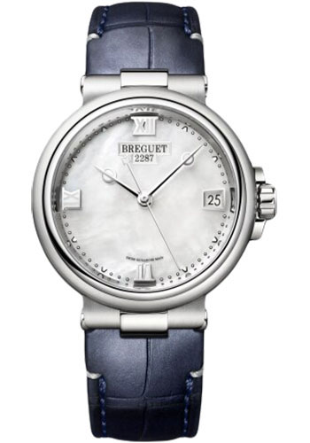 Breguet Marine Dame 9517 - Steel Case - Mother-Of-Pearl Dial - Blue Leather Strap