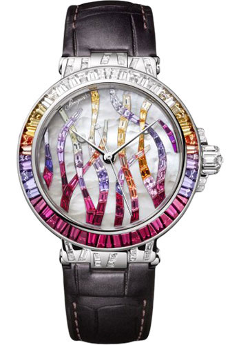 Breguet Marine Haute Joaillerie 9509 Ruby Poseidonia - White Gold Case - Mother-Of-Pearl Dial - Black Leather Strap