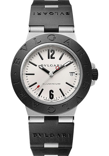 Bvlgari Bvlgari Aluminium Watch - 40 mm Aluminum And Titanium Case - Gray Dial - Black Rubber Strap