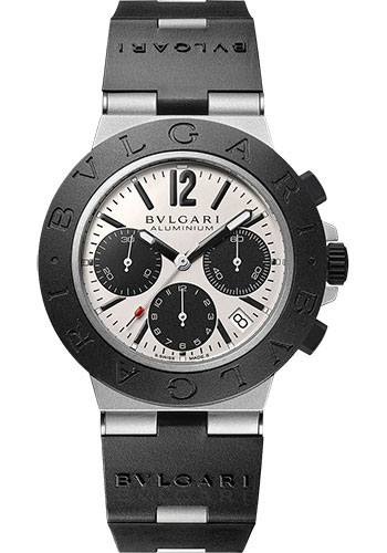 Bvlgari Bvlgari Aluminium Watch - 40 mm Aluminum And Titanium Case - Gray Dial - Black Rubber Strap