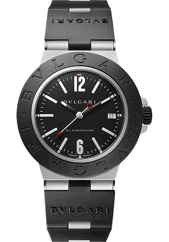 Bvlgari Bvlgari Aluminium Watch - 40 mm Aluminum And Titanium Case - Black Dial - Black Rubber Strap