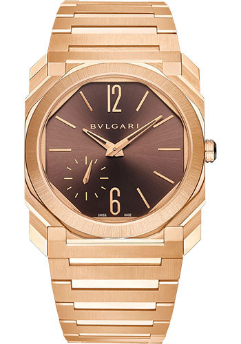 Bvlgari Octo Finissimo Watch - 40 mm Satin- Rose Gold Case - And Brown Dial - Rose Gold Bracelet
