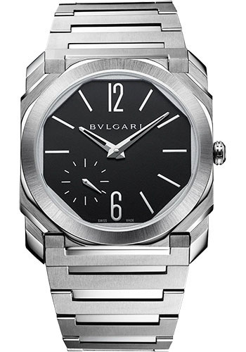 Bvlgari Octo Finissimo Watch - 40 mm Extra-Thin Satin-Polished Stainless Steel Case - Black Matte Dial - Steel Bracelet