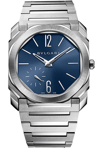 Bvlgari Octo Finissimo Watch - 40 mm Extra-Thin Satin-Polished Stainless Steel Case - Blue Dial - Steel Bracelet
