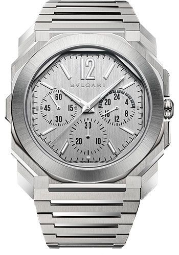 Bvlgari Octo Finissimo Watch - 43 mm Satin- Stainless Steel Case - Silvered Dial - Steel Bracelet
