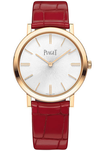 Piaget Altiplano Watch - Rose Gold Case - Silvered Dial - Red Strap Novelty