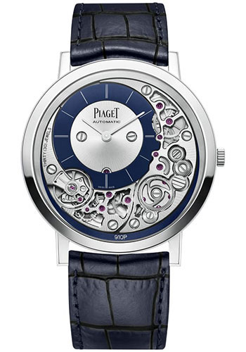 Piaget Altiplano Ultimate Automatic Watch - White Gold Case - Skeleton Dial - Blue Strap Novelty