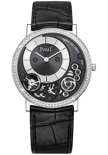 Piaget Altiplano Ultimate Manual Watch - White Gold Diamond Case - Silvered Off-Centered Dial - Black Strap Novelty