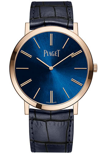 Piaget Altiplano Watch - Rose Gold Case - Blue Dial - Blue Strap Limited Series of the altiplano luxury watch