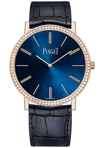 Piaget Altiplano Watch - Rose Gold Diamond Case - Blue Dial - Blue Strap Limited Series