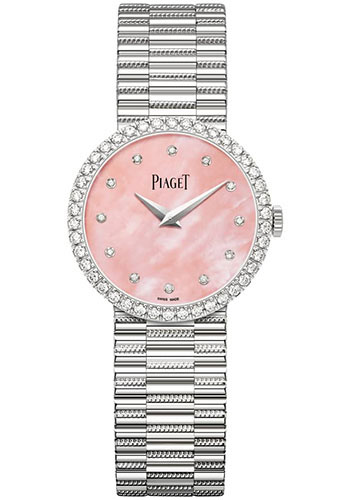 Piaget Traditional Watch - White Gold Diamond Case - Pink Dial - Gold Bracelet Novelty Limited Series of 300