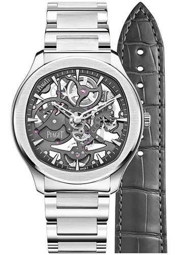 Piaget Polo Skeleton Watch - Steel Case - Skeleton Dial - Gray Strap Novelty