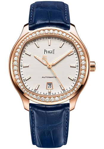 Piaget Piaget Polo Watch - Rose Gold Diamond Case - White Dial - Blue Strap Novelty