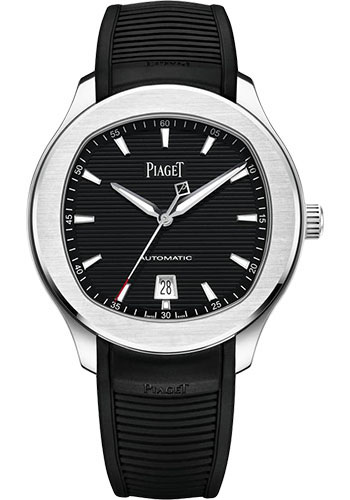 Piaget Polo Date Watch - Steel Case - Black Dial - Black Strap
