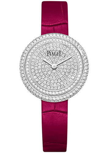 Piaget Possession Watch - White Gold Diamond Case - Diamond-Paved Dial - Pink Strap Novelty