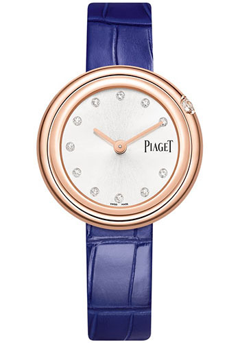 Piaget Possession Watch - Rose Gold Case - Silvered Dial - Blue Strap
