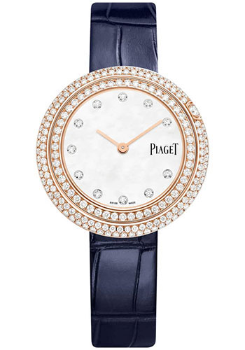 Piaget Possession Watch - Rose Gold Diamond Case - White Dial - Blue Strap