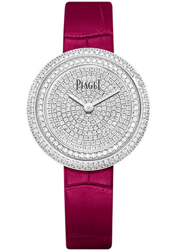 Piaget Possession Watch - White Gold Diamond Case - Diamond-Paved Dial - Pink Strap Novelty
