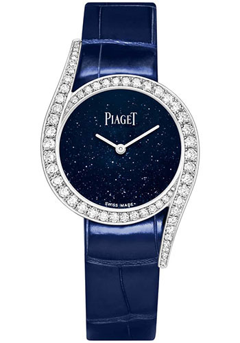 Piaget Limelight Gala Watch - White Gold Diamond Case - Blue Dial - Blue Strap