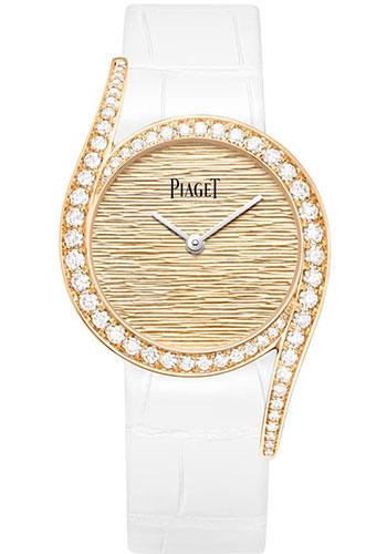 Piaget Limelight Gala Watch - Rose Gold Diamond Case - Palace Decor Dial - White Strap Limited Series