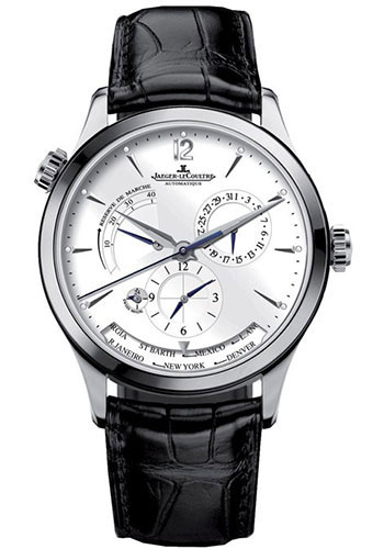 Jaeger-LeCoultre Master Control Master Geographic Watch - 39 mm Stainless Steel Case - Silvered Dial - Black Alligator Strap