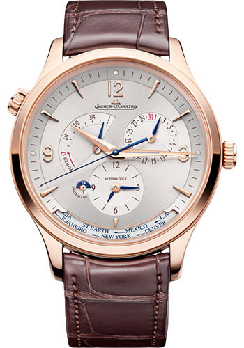 Jaeger-LeCoultre Master Control Geographic - Pink Gold Case - Silvered Grey Dial - Brown Strap