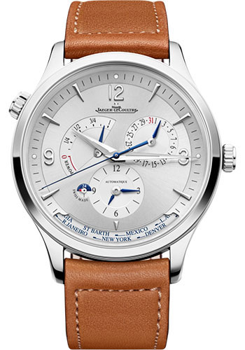 Jaeger-LeCoultre Master Control Geographic - Stainless Steel Case - Silvered Grey Dial - Tan Strap