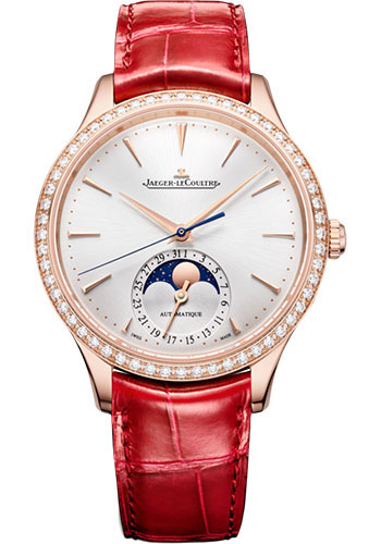Jaeger-LeCoultre Master Ultra Thin Moon - Pink Gold Case - Silvered Grey Dial - Red Strap