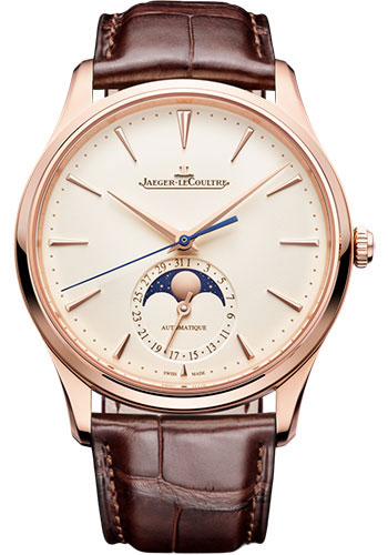 Jaeger-LeCoultre Master Ultra Thin Moon - Pink Gold Case - Eggshell Beige Dial - Brown Strap