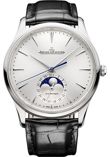 Jaeger-LeCoultre Master Ultra Thin Moon - Stainless Steel Case - Silvered Grey Dial - Black Strap