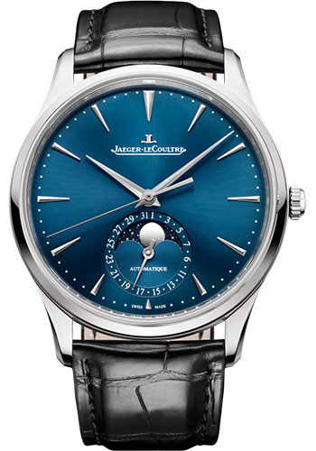 Jaeger-LeCoultre Master Ultra Thin Moon - Stainless Steel Case - Blue Dial - Black Strap