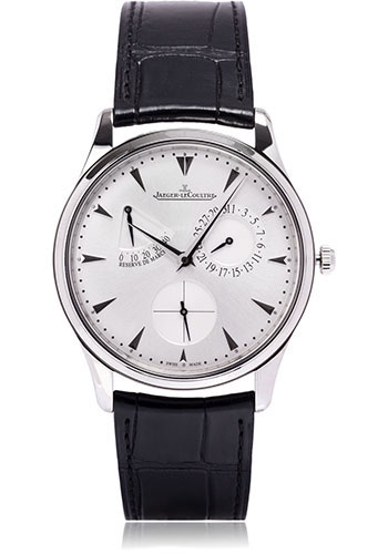 Jaeger-LeCoultre Master Ultra Thin Réserve de Marche Watch - 39 mm Thick Stainless Steel Case - Silvered Dial - Black Alligator Strap