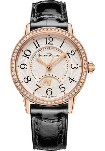 Jaeger-LeCoultre Rendez-Vous Night & Day Small Watch - 29 mm Pink Gold Case - Diamond Bezel - Grey Dial - Black Alligator Strap