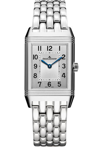 Jaeger-LeCoultre Reverso Classic Medium Duetto Watch - 40 mm Stainless Steel Case - Guilloche Front Dial - Steel Bracelet