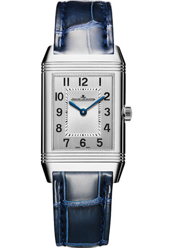 Jaeger-LeCoultre Reverso Classic Medium Duetto Watch - 40 x 24 mm Stainless Steel Case - Grey Front Dial - Blue Alligator Strap