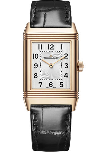 Jaeger-LeCoultre Reverso Classic Medium Thin - Pink Gold Case - Silvered Grey Dial - Black Alligator Strap