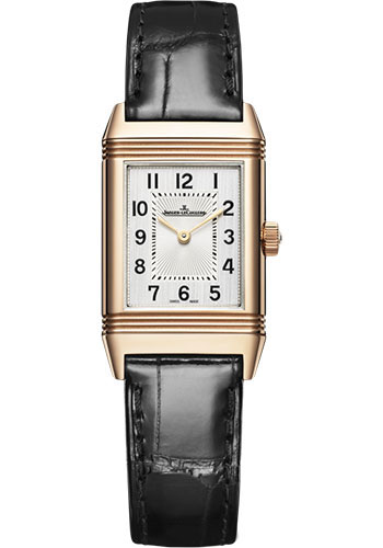 Jaeger-LeCoultre Reverso Classic Small - Pink Gold Case - Silvered Grey Dial - Black Strap